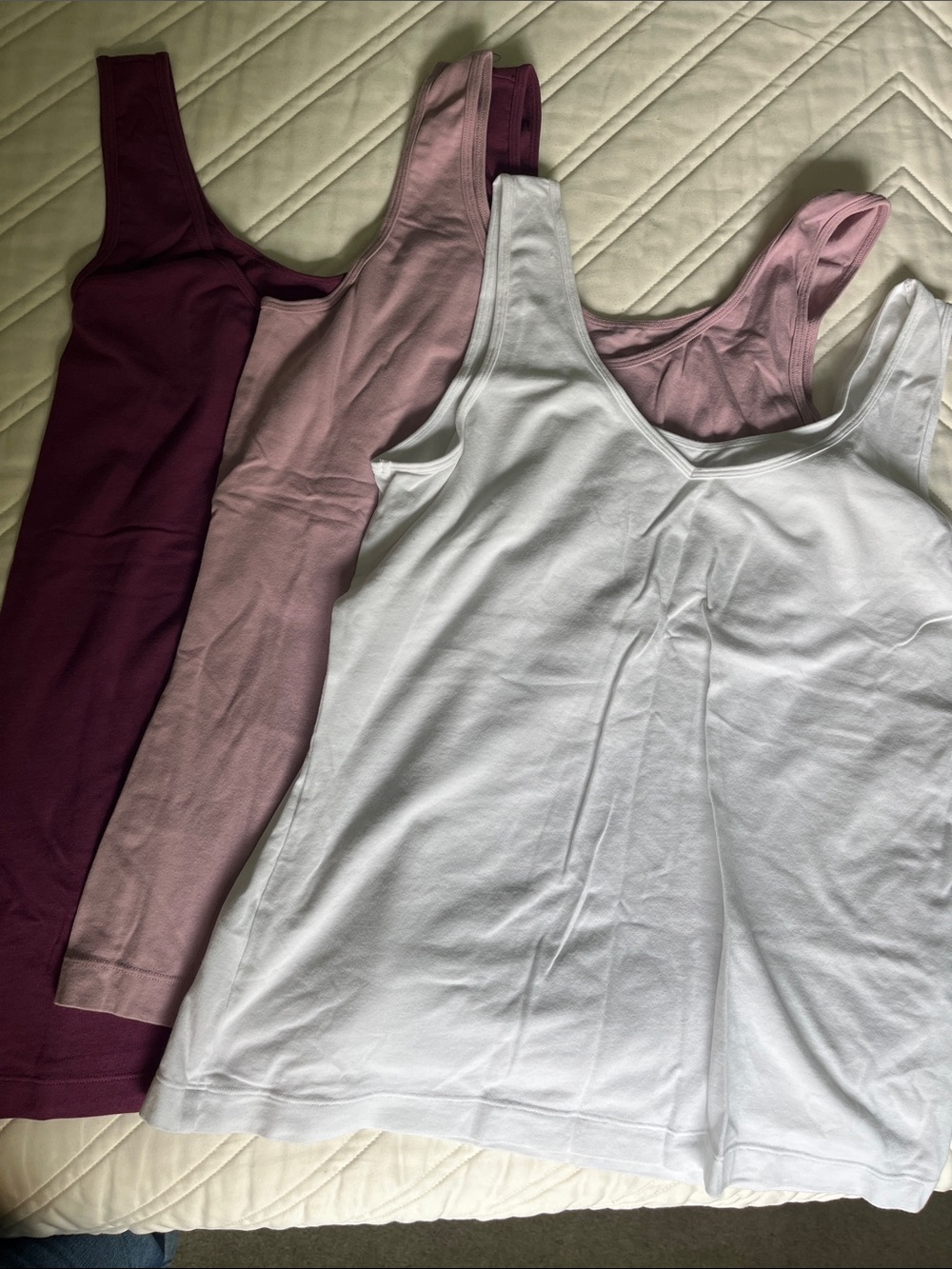 Women’s Tank Top Pack - White, Light Pink & Burgundy